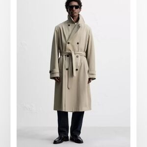 Zara Manteco Water Repellent Long Trench Coat